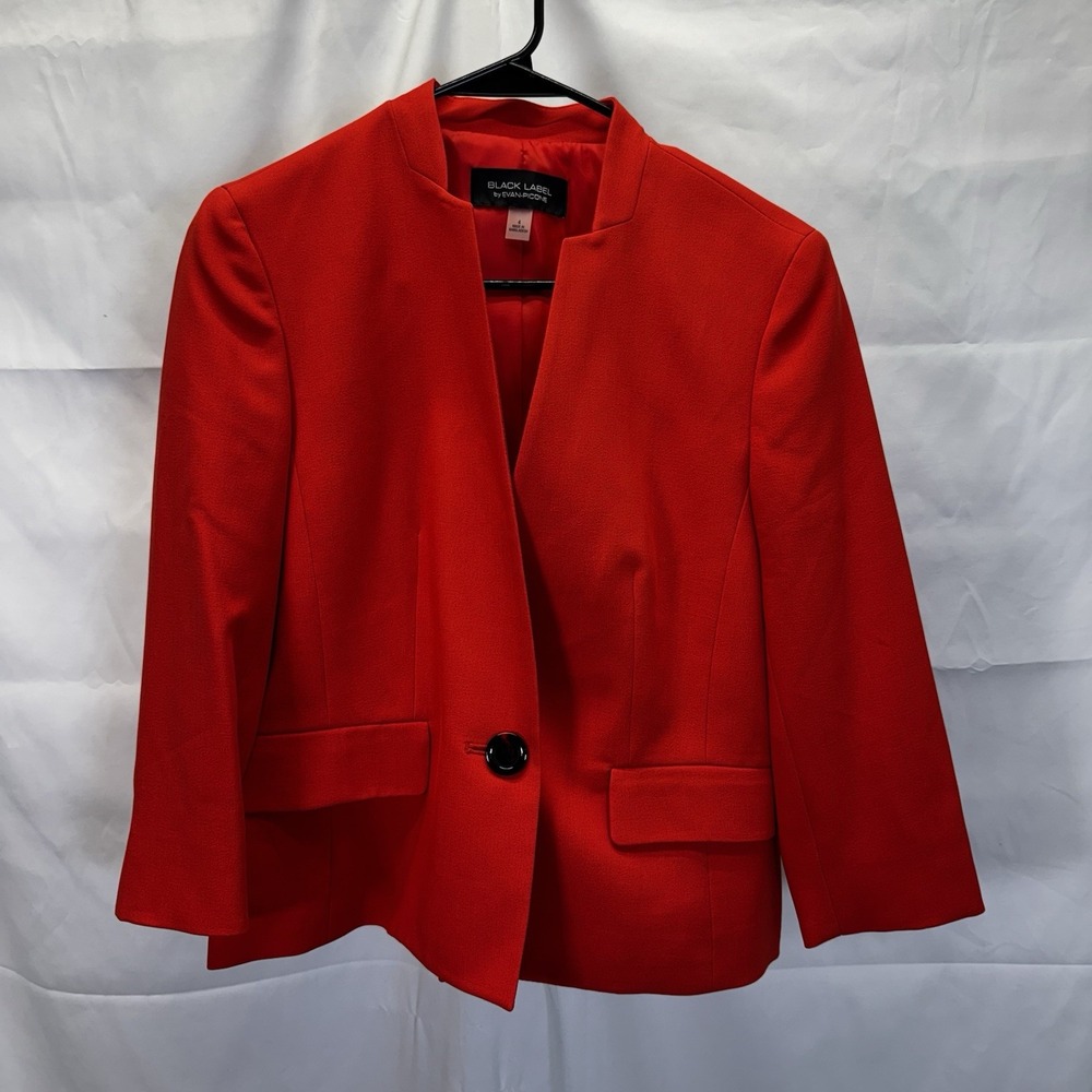 Black Label by Evan-Picone Women's Red Orange One Button Blazer‎ Jacket Size 4